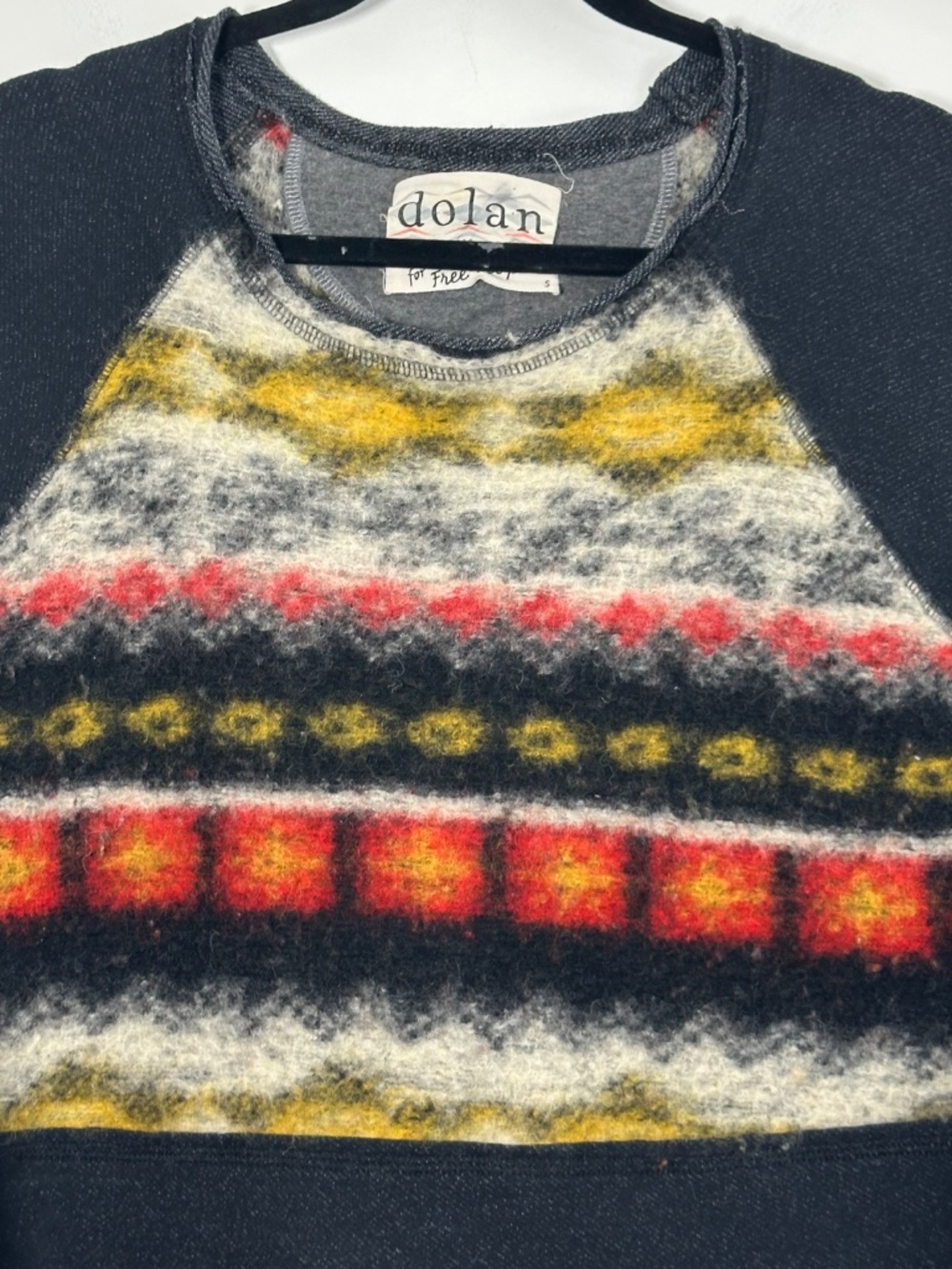 Dolan Free People Sz Small Heavy Knit Pieced Pullover Sweater Colorful Geometric - Picture 4 of 12